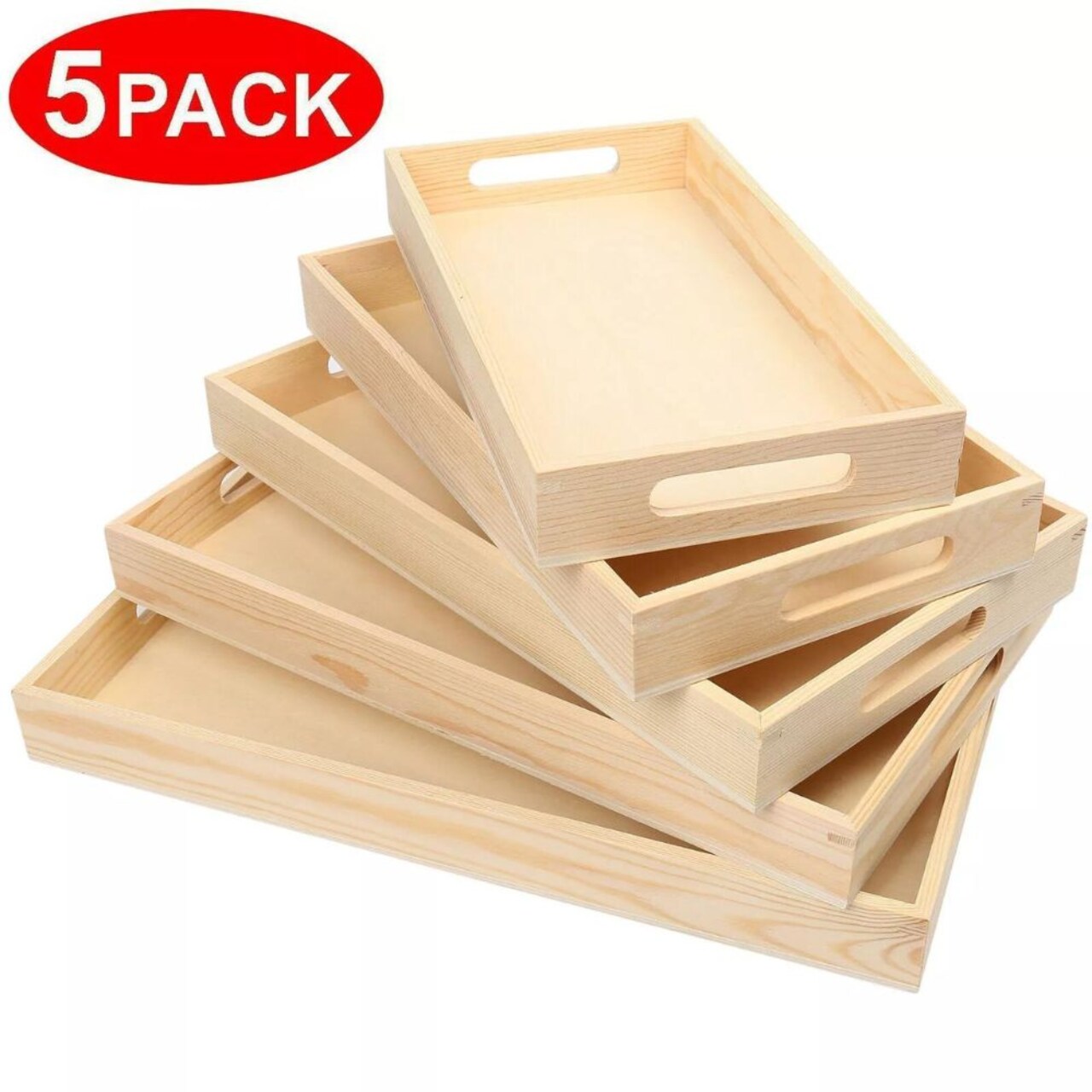 Wooden Serving Tray with Handles Dinner, Tea, Bar, Coffee, Breakfast